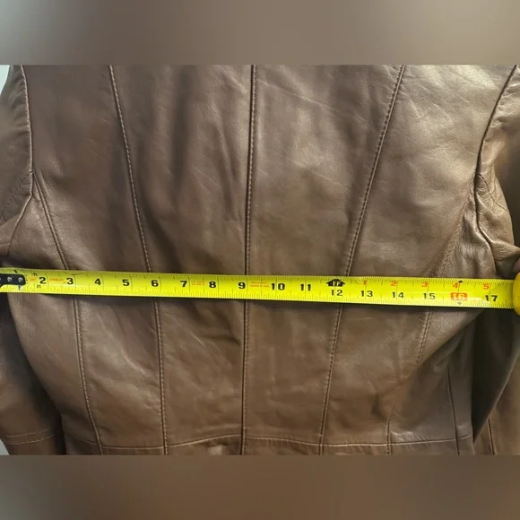 Wilsons Leather Brown Blazer with Lace Trim - Picture 8 of 9